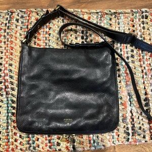 Fossil Black Leather Crossbody Bag